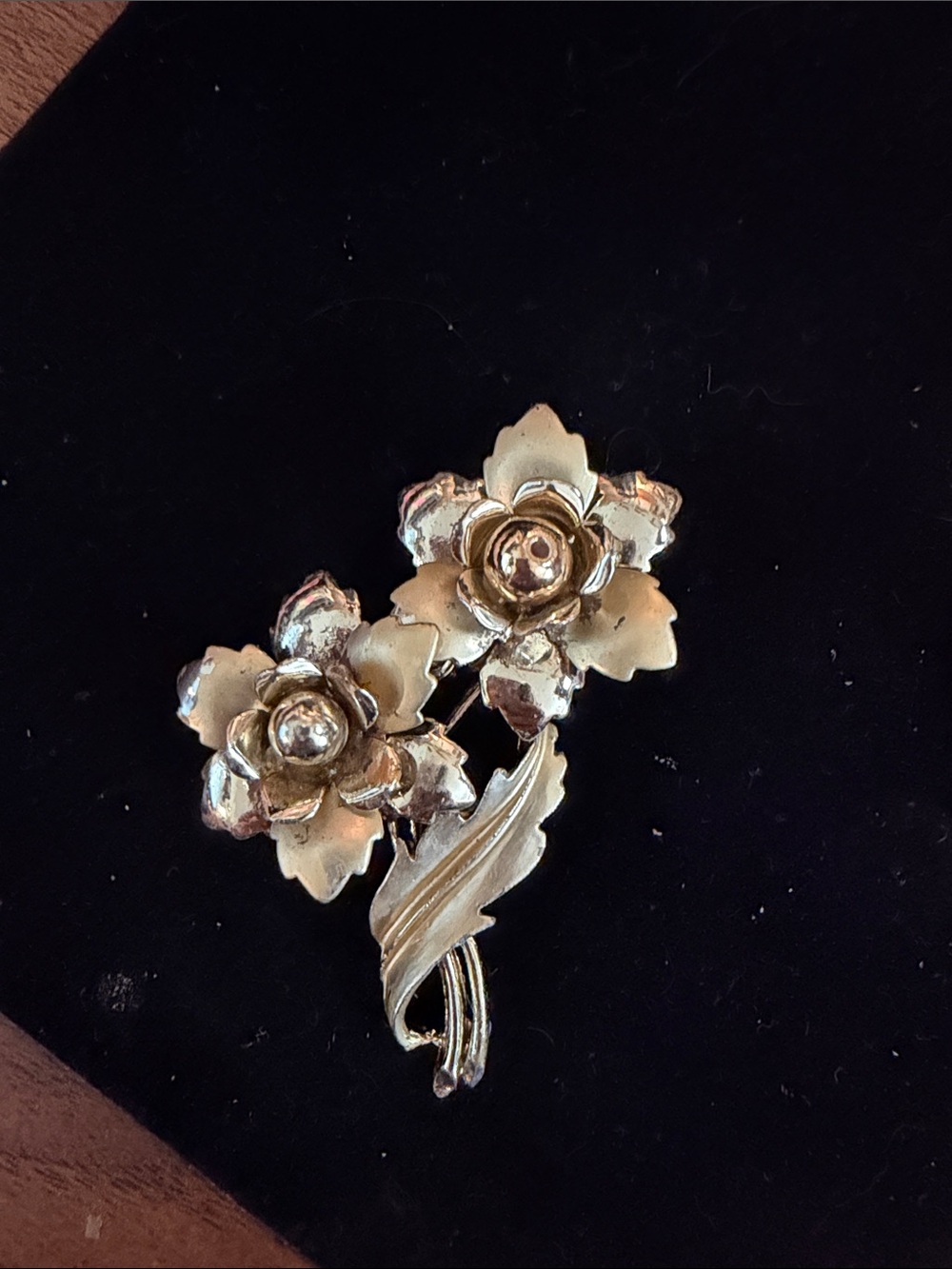 Gold-Tone Floral Double Blossom Brooch - Women Jewelry